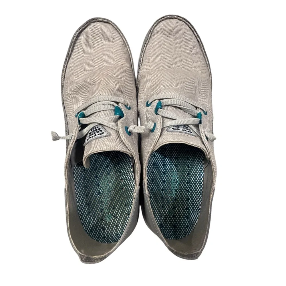 Columbia Men's Gray‎ and Teal Boat Shoes Canvas 12 Casual Outdoor Slip On